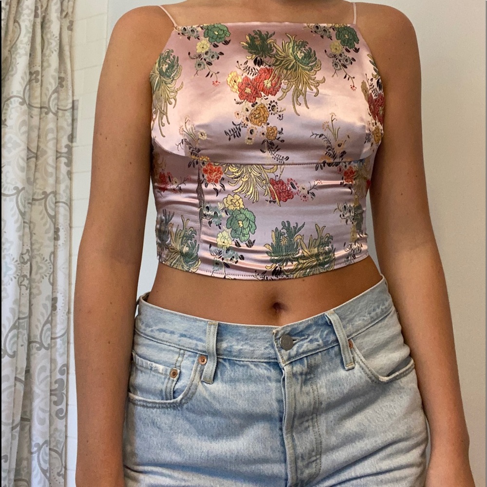 Urban outfitters pink silky top barely worn